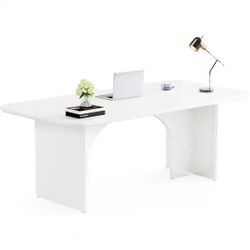 63-Inch Large Desk, Modern Executive Desk Home Office White Computer Desk