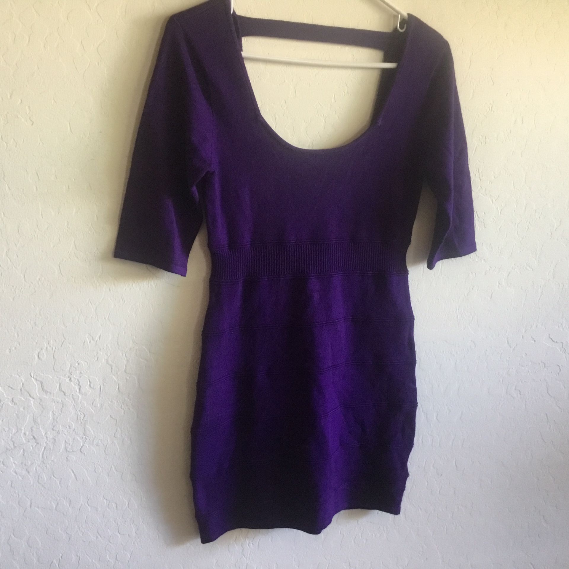 Forever 21 Knit Purple Dress With Open Back And Strap. L