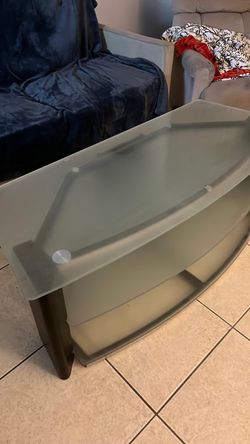 Three tier frosted tempered glass entertainment center
