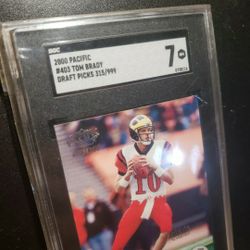 Tom Brady Rookie #315 of 999 Pacific Silver #403 SGC Graded 7 Pop-6 New England Patriots