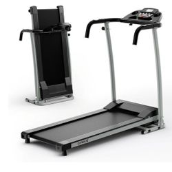 GYMAX Foldable Treadmill, Freestanding Easy Assembly Folding Treadmill with 12 Preset Programs, LCD Monitor, Built-in Wheels & Pulse Sensor, Portable 