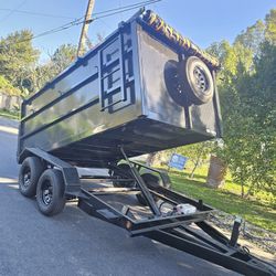 NEW DUMP TRAILERS 12x8x4 ROLLING TARP AND SPARE TIRE 2026 YEAR ELECTRIC BRAKES LIGHTS REMOTE CONTROL TITLE IN HAND READY FOR WORK,se habla ESPAÑOL