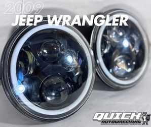 2009 Jeep Wrangler – 7" Halo LED Headlights + 4" Fog Lights Combo Kit (DRL)