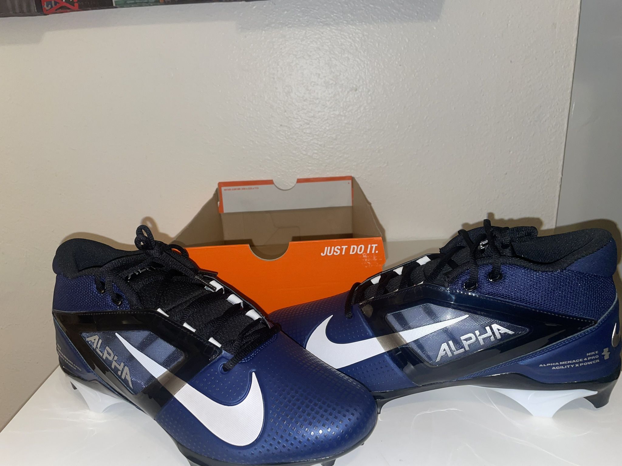 Nike Alpha Menace 4 Pro Football Cleats Navy Blue Men's Size 12 FD7037-401