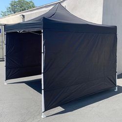 (Brand New) $129 Heavy-Duty EZ Popup Canopy 10x10’ with (3 Sidewalls) Outdoor Gazebo, Carry Bag (Black)