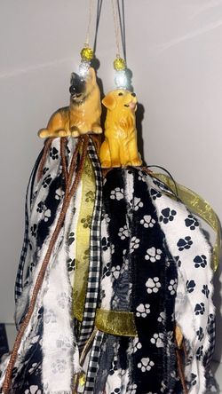 Dog Figurine Hanging Tassel Ornaments Set of 2