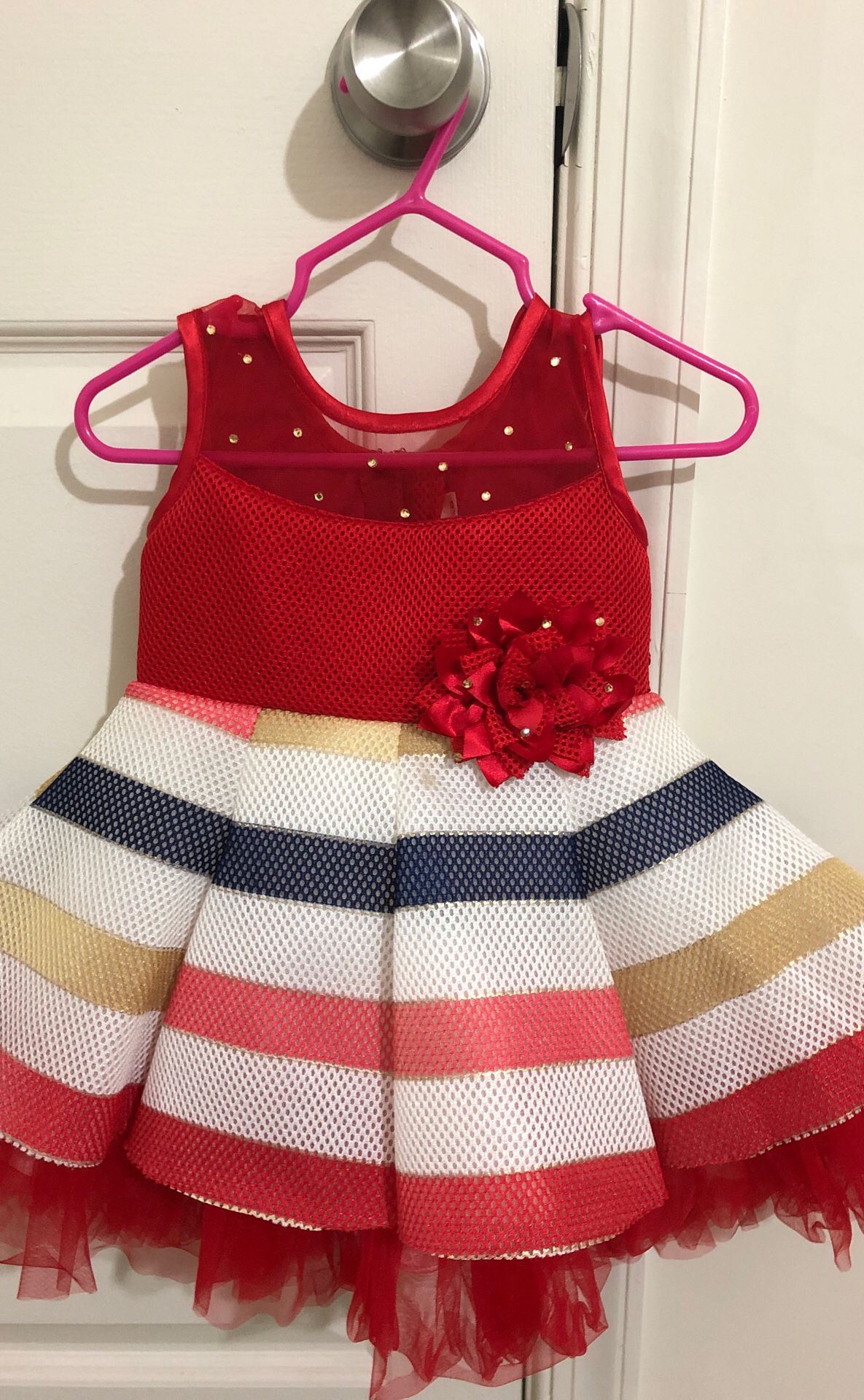 Red and white jute dress