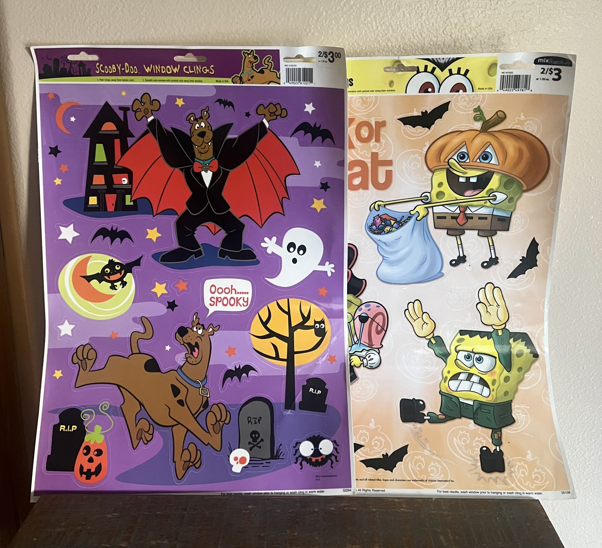 Halloween Window Clings Scooby Doo & SpongeBob SquarePants