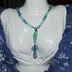 Vintage 25" Peruvian Opal 3.25 " Focal Necklace