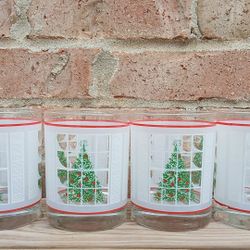 Vintage Waechterbach Christmas Tree 14 Oz Double Old Fashioned Glasses 