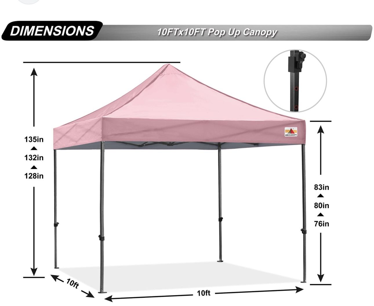 PINK CANOPY TENT REPLACEMENT 10 x 10 patio pop booth commercial