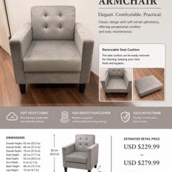 标题  ✨ Gray Velvet Accent Chair – Stylish & Super Comfortable ✨