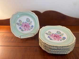 Set of 9 Vintage Paragon H.M. Queen Square Luncheon Plates about 7.5” England