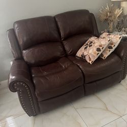 Brown leather sofas
