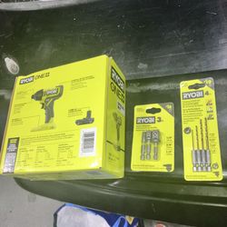 Ryobi 18v 1/4” Impact Driver Kit + Socket Adaptors + Titanium Drill But Set 