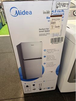 Top mount refrigerator  18 1/2. Wide 46” tall brand new scratch and then only asking