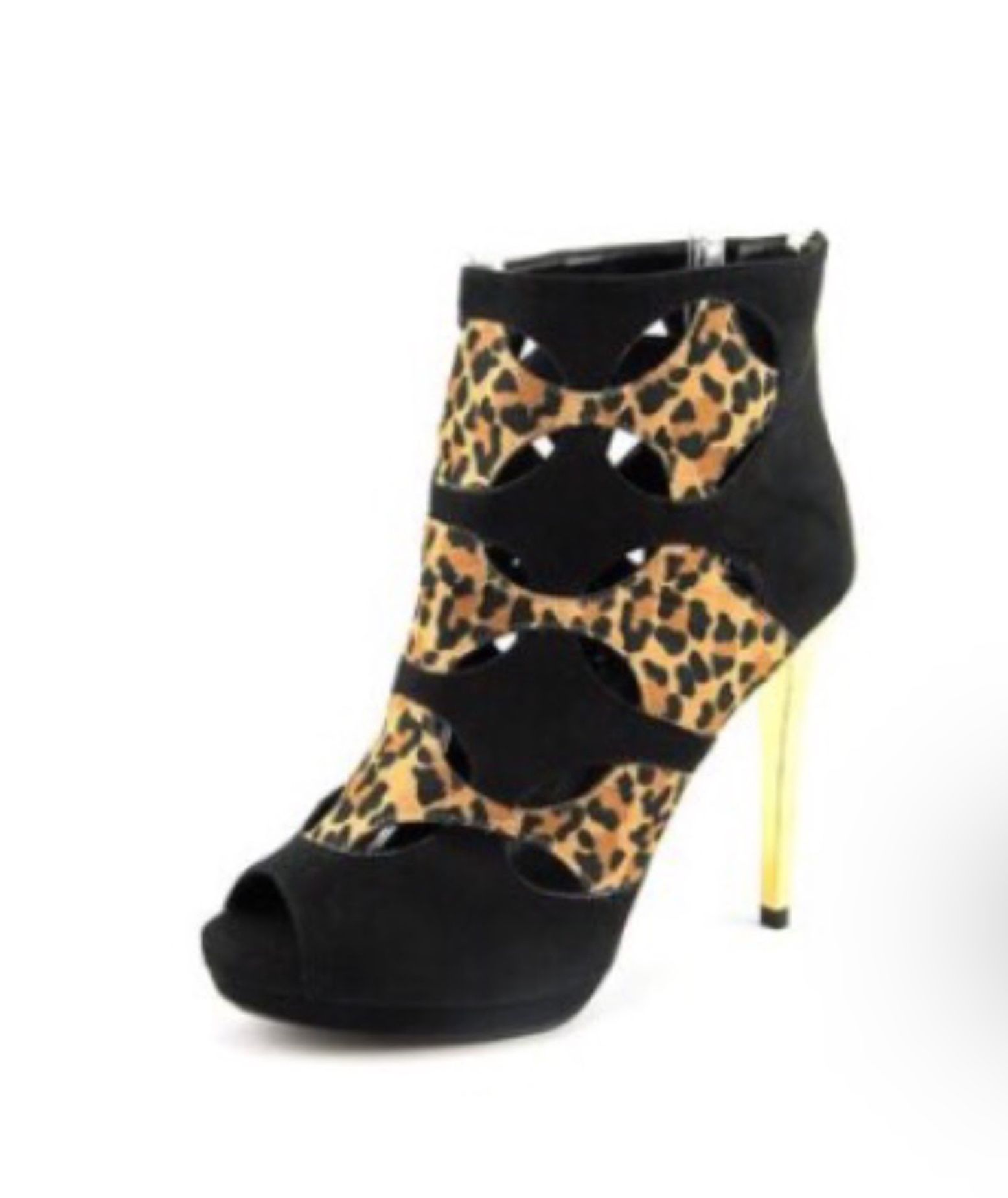 Black & Leopard Thalia Sodi, Zipper Back Enclosure, High Heal Shoes