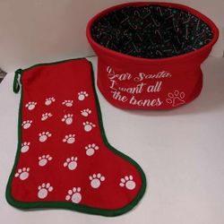 2 piece lot pet Christmas stocking and small toy bin $3 FIRM for both!