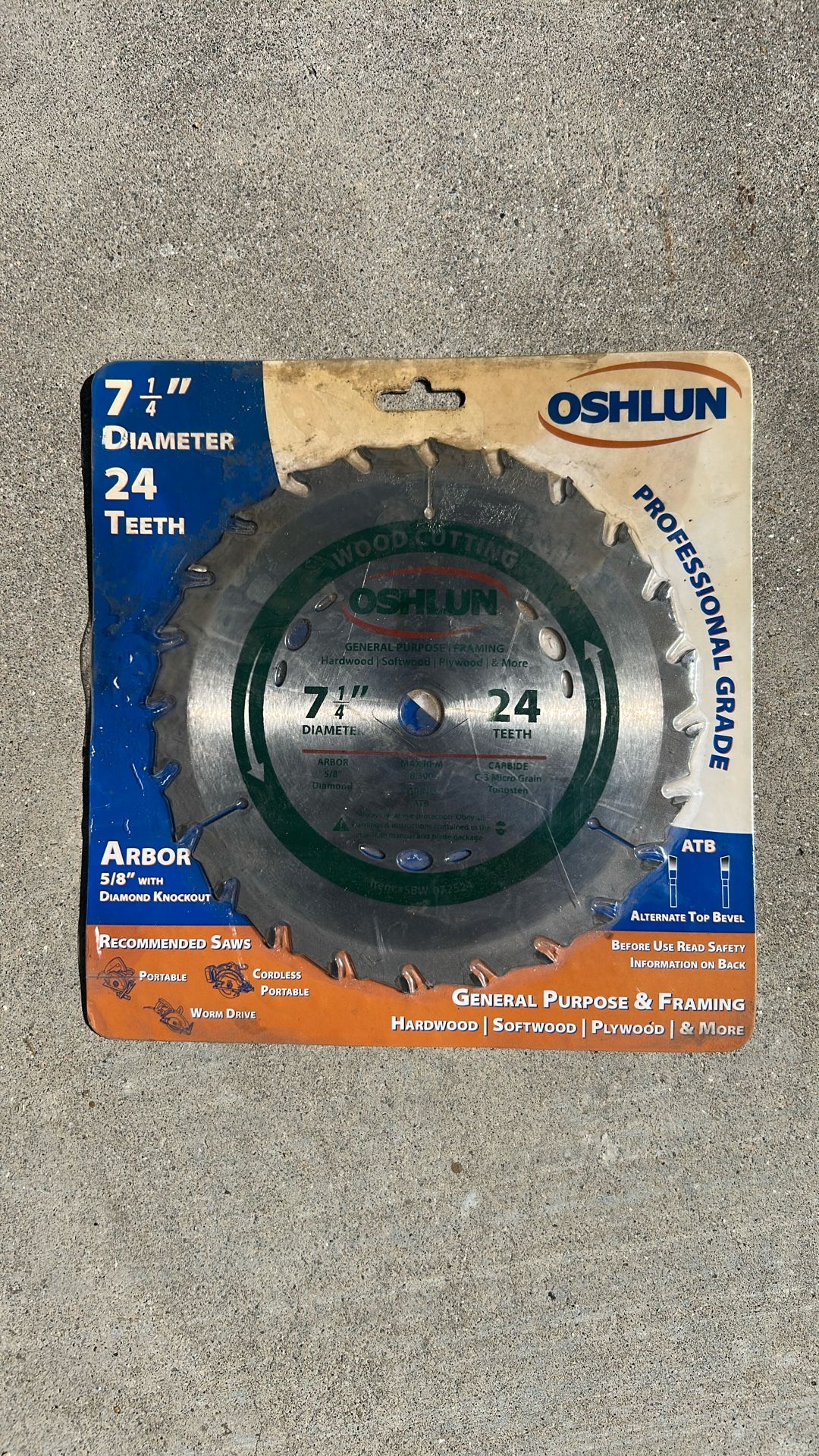 7 1/4 inch diameter 24 teeth wood cutting circular saw