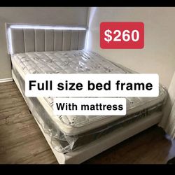 Full Bed Frame With Led Mattress Included / Read Description 