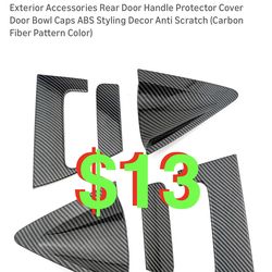 Compatible for Honda HRV HR-V 2016-2020 Exterior Accessories Rear Door Handle Protector Cover Door Bowl Caps ABS Styling Decor Anti Scratch (Carbon Fi