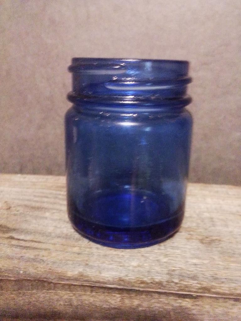 Vintage 1930 Cobalt Blue Vicks Vapor Rub Double Triangle Jar No Lid.