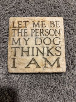 "Stone Sense" brand marble dog person coaster