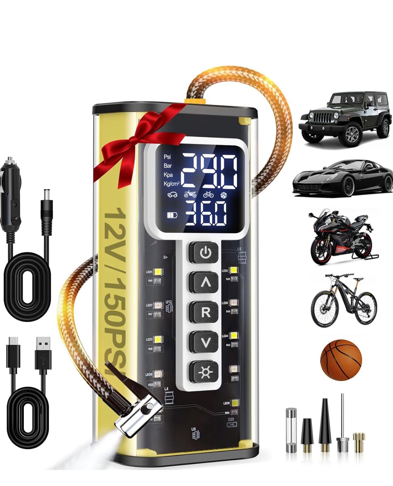 New Tire Inflator Portable Air Compressor, 20000mAH Battery