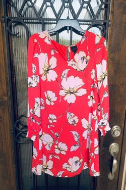 WorthingtonPink Floral Print Dress Small V Neck- New