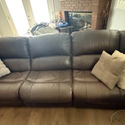 Couch - Great Condition /Brown Leather Reclining Couch - 