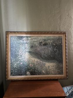 Greg Singley “Pathway with Pot” framed reproduction canvas art print