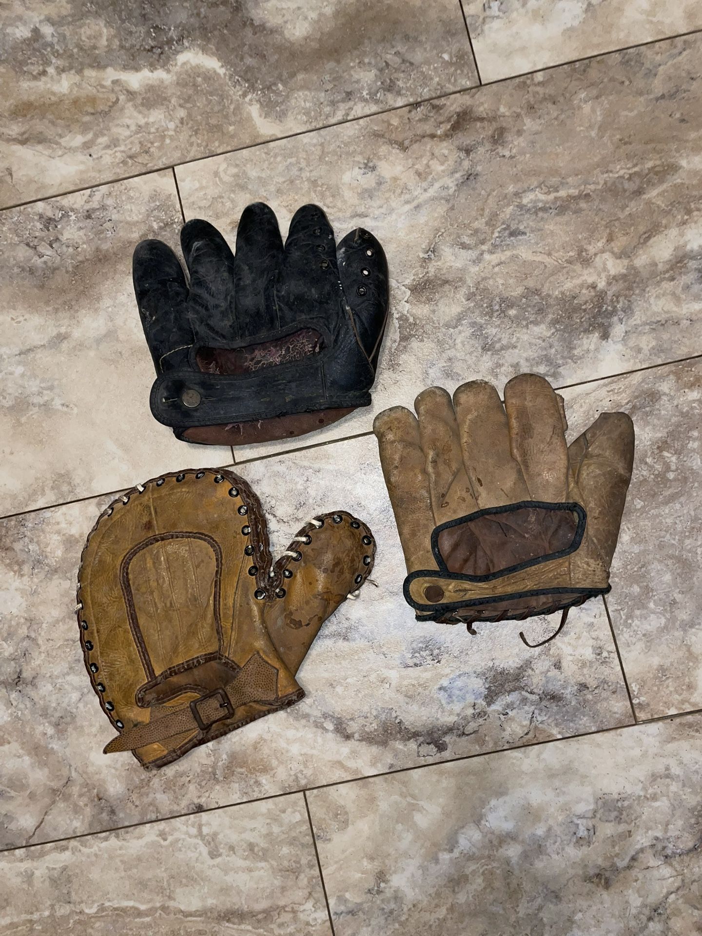 3 Vintage Baseball Gloves