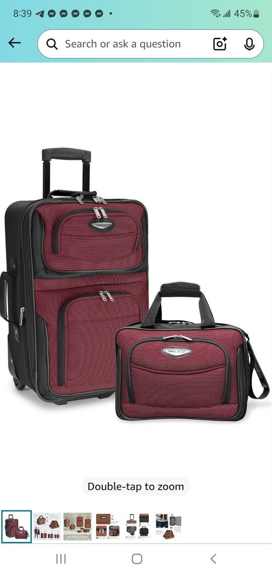 BRAND NEW..Travel Select Amsterdam Expandable Rolling Upright Luggage, Burgundy, 2-Piece Set
50+ bou