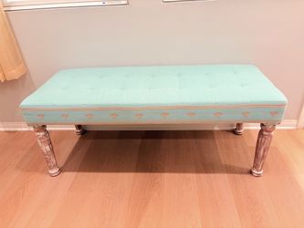 Tufted Upholstered Bench with Bee Pattern