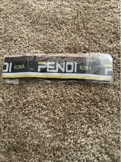 Handmade Fendi Roma Logo Elastic Band - Black & Yellow Headband