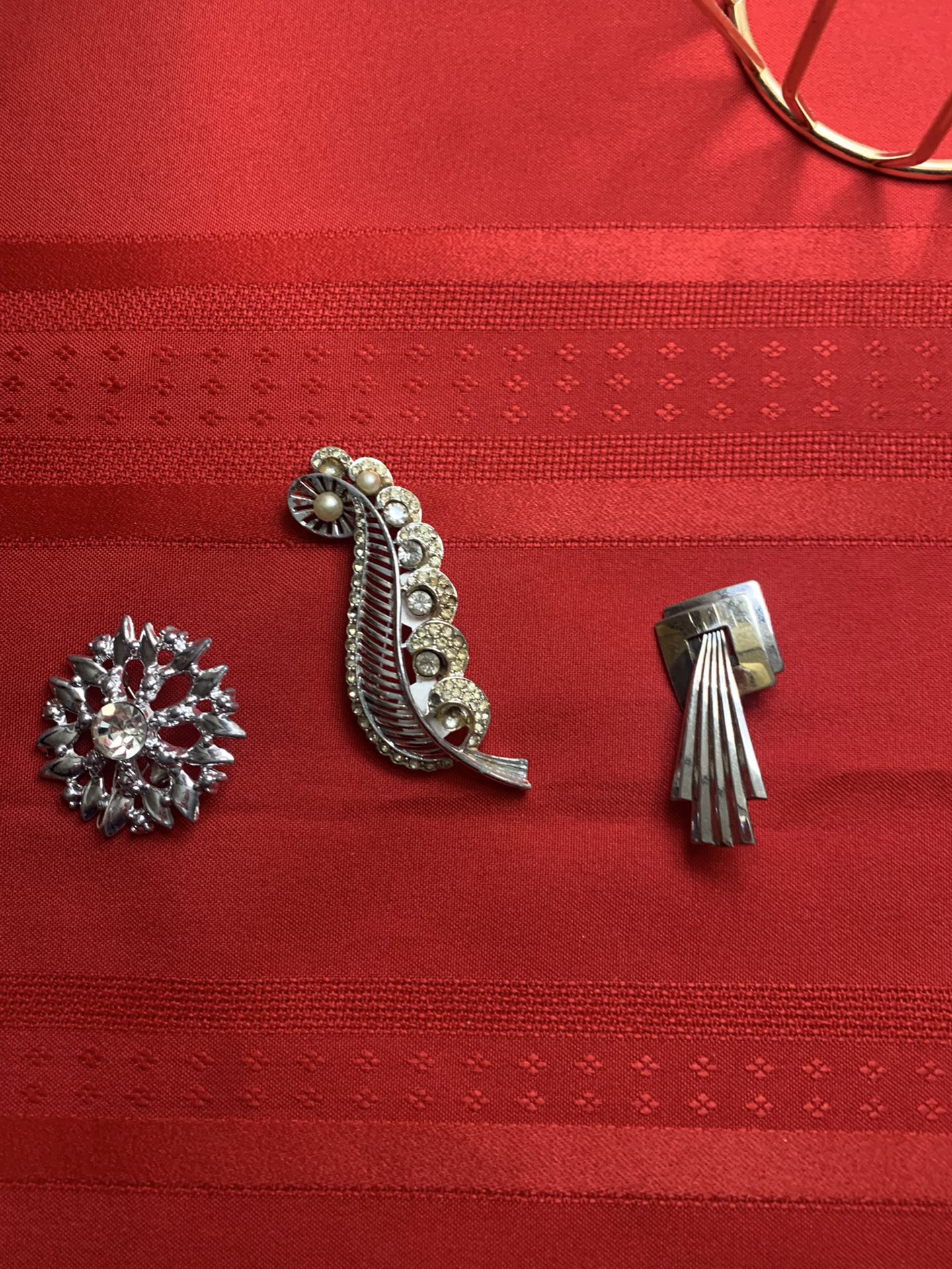 3 Silver Tone Brooches 