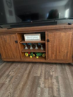 Brown Wooden TV Stand & Coffee Table