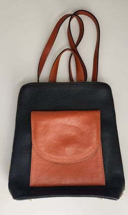 Black and brown two-tone backpack purse – convertible shoulder bag