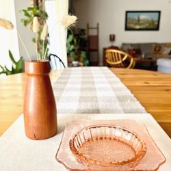 Vintage Jeannette Adam pink glass ashtray/trinket dish