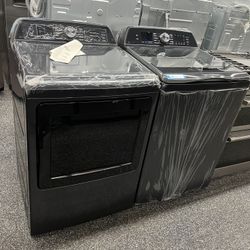 Diamond Gray GE Profile Top Load Washer Dryer Electric Set Open Box