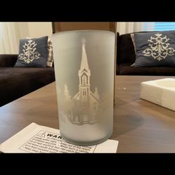 Frosted Hurricane Style Silver Church Candle Holder