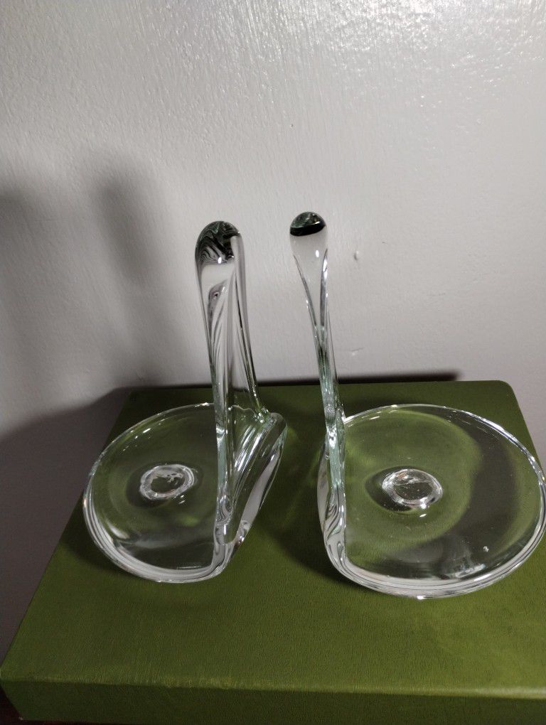 VINTAGE BLOWN ART GLASA BOOKENDS - PAPERWEIGHT - CANDLEHOLDERS 6"×44"