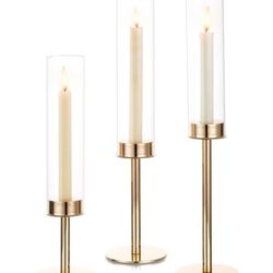 3pcs Glass Candle Holder Set, New