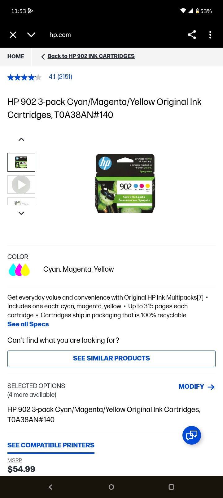 902 Printer Ink 3 Pack