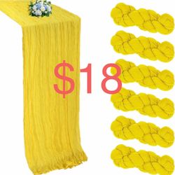 6 Pack Yellow Cheesecloth Table Runner 10FT Boho Cheese Cloths Gauze Fabric Table Runners 120 Inch Rustic Sheer for Wedding Birthday Party Baby Shower
