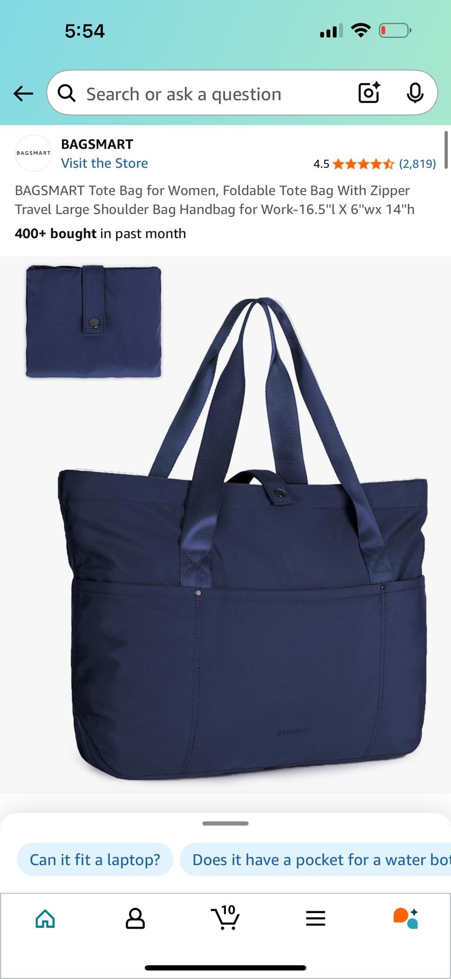 Navy Blue Foldable Tote Bag- Bagsmart 