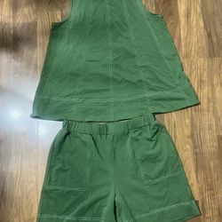 Womens Short Sets 2 Piece Vacation Outfits Sleeveless Tank Top and Shorts Matching Set with Pockets