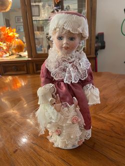 Beautiful Porcelain Doll with Stand - Unmarked - I Believe this is Vintage