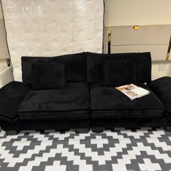 Ball & Cast 84" Upholstered Sailboat-Sofa Corduroy Cloud Couch with 2 Pillows & Removable Cushions, Padded Loveseat Lounge Chair for Living Rooms Apar