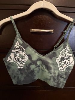 Darcsport Wolves She Green Tie-Dye Sports Bra Size L